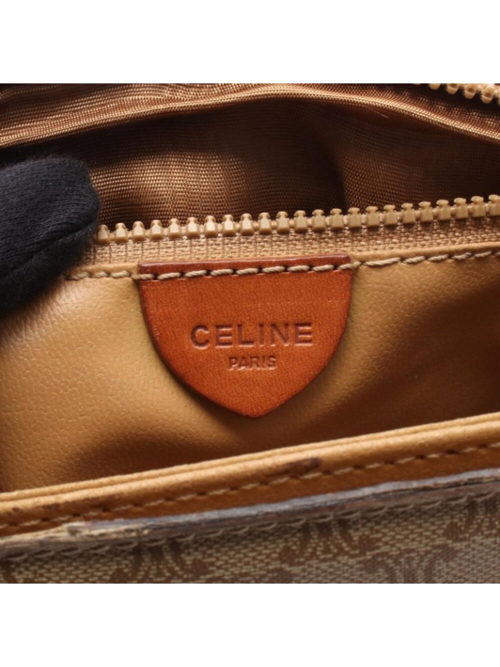 Celine Shoulder Bag Macadam Beige Brown Canvas Leather - Picture 4 of 15